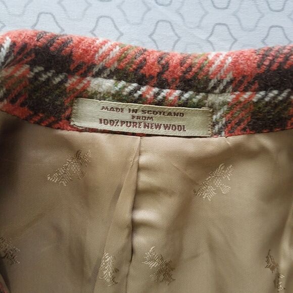 VTG Scottish Gala Forest Macneil and Moore Orange Brown Checkered Tweed Jacket - Picture 8 of 9